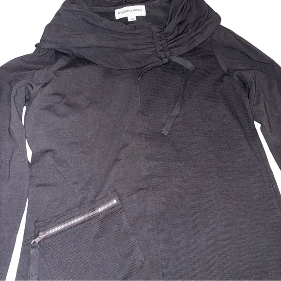 Neon Buddha Black Multi-Textured Cowl Neck Tunic with Functioning Pocket… - Picture 2 of 8